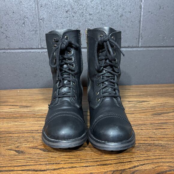 Steve Madden Troopa 2.0 Women’s 8 M Black Leather Combat Boots Made in Mexico - Picture 3 of 7
